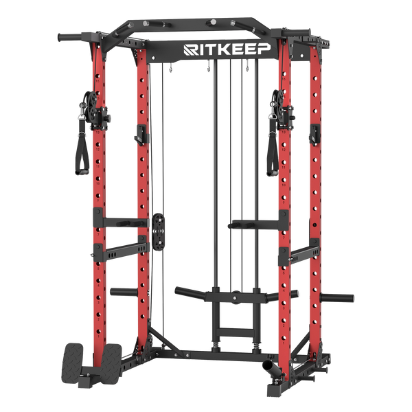 RitKeep Destroyer M10 ALL-IN-ONE Home Gym Power Rack With Cable System in red