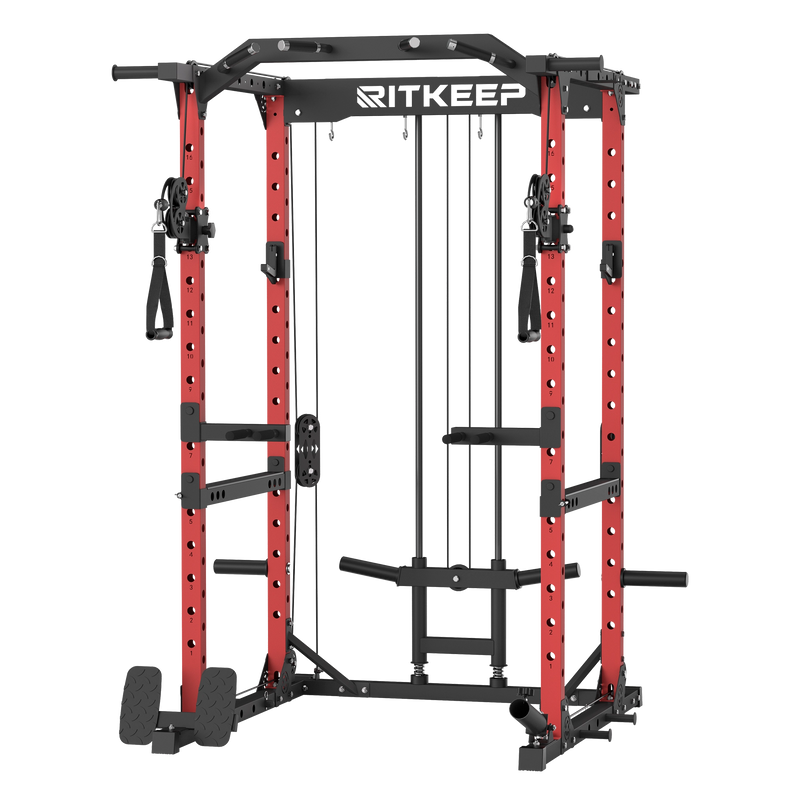 RitKeep Destroyer M10 ALL-IN-ONE Home Gym Power Rack With Cable System in red