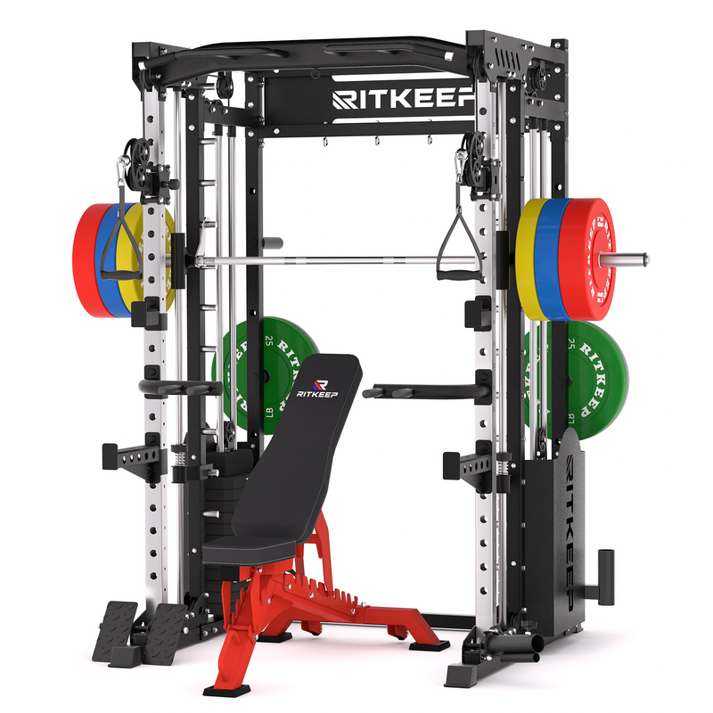 PMAX 5600 Smith Exercise Machine Trainer Pro Complete Home Gym Package
