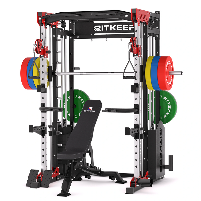 PMAX 5600 Smith Exercise Machine Trainer Pro Complete Home Gym Package