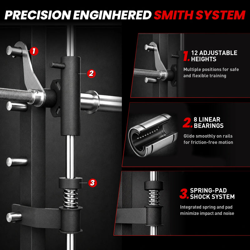 PMAX 5600 Home Gym Smith Machine - Integrated Weight System