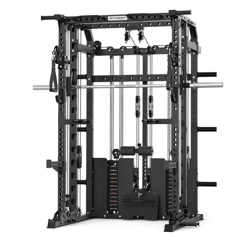 RitKeep ANVIL S1 all-in-one Smith machine with dual 155 lb weight stacks in black.