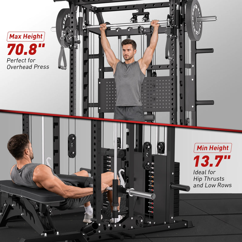 RitKeep ANVIL S1 Smith machine with expanded Smith bar range of motion for presses and hip thrusts.