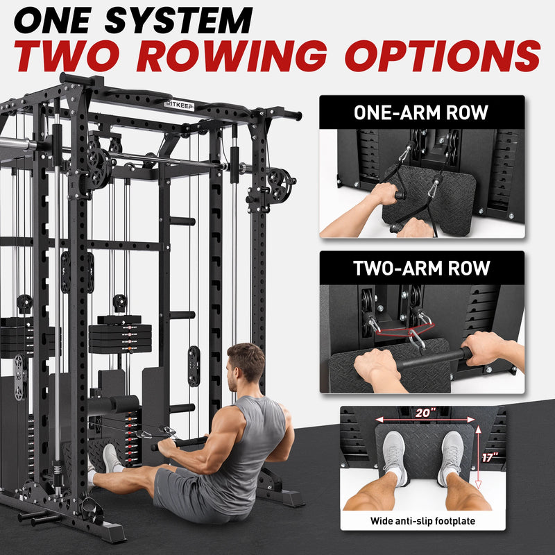 RitKeep ANVIL S1 Smith machine with seated low row station and dual cable resistance system.