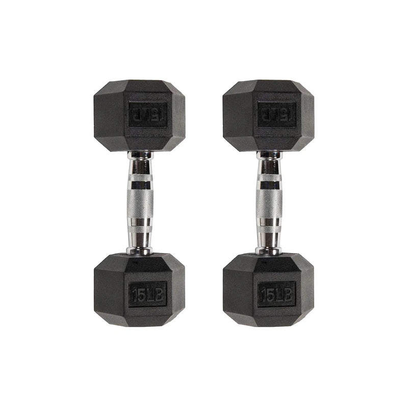 15LB Six-sided Rubber Coated Hex Dumbbell