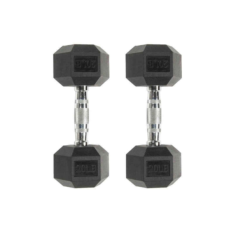 20LB Six-sided Rubber Coated Hex Dumbbell