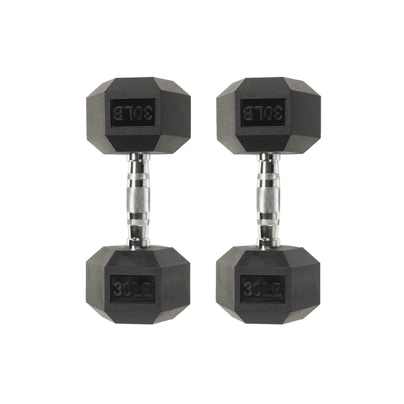 30LB Six-sided Rubber Coated Hex Dumbbell