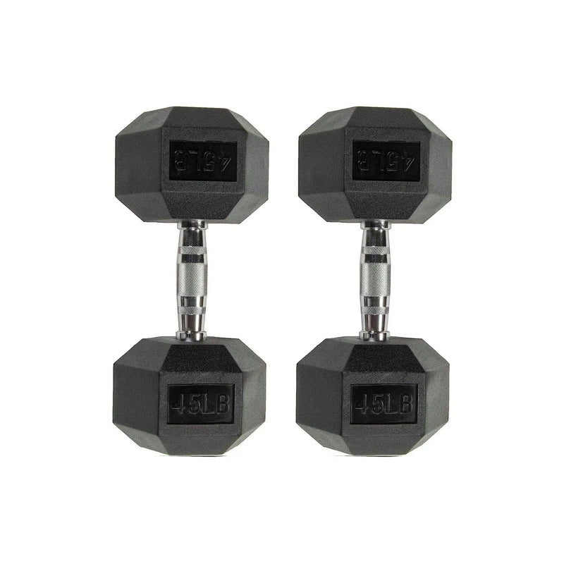 45LB Six-sided Rubber Coated Hex Dumbbell