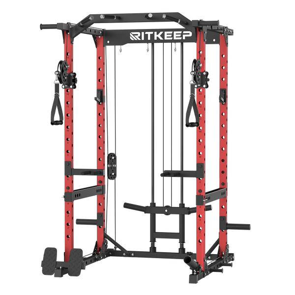 RitKeep Destroyer M10 ALL-IN-ONE Home Gym Power Rack With Cable System in red