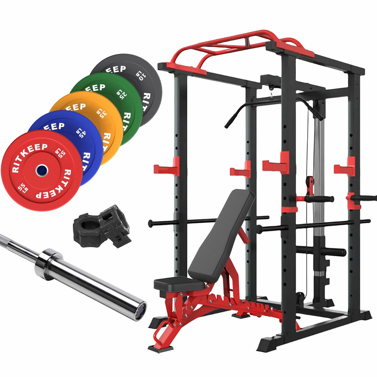 RMAX-3750 Home Gym Rack Package [Bench & Barbell & Plate] | RitKeep ...