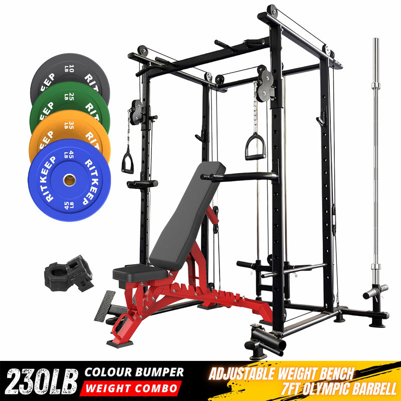 RitKeep RMAX-4250 230LB Color Weight Plate Diy Power Rack Home Gym Package Pro