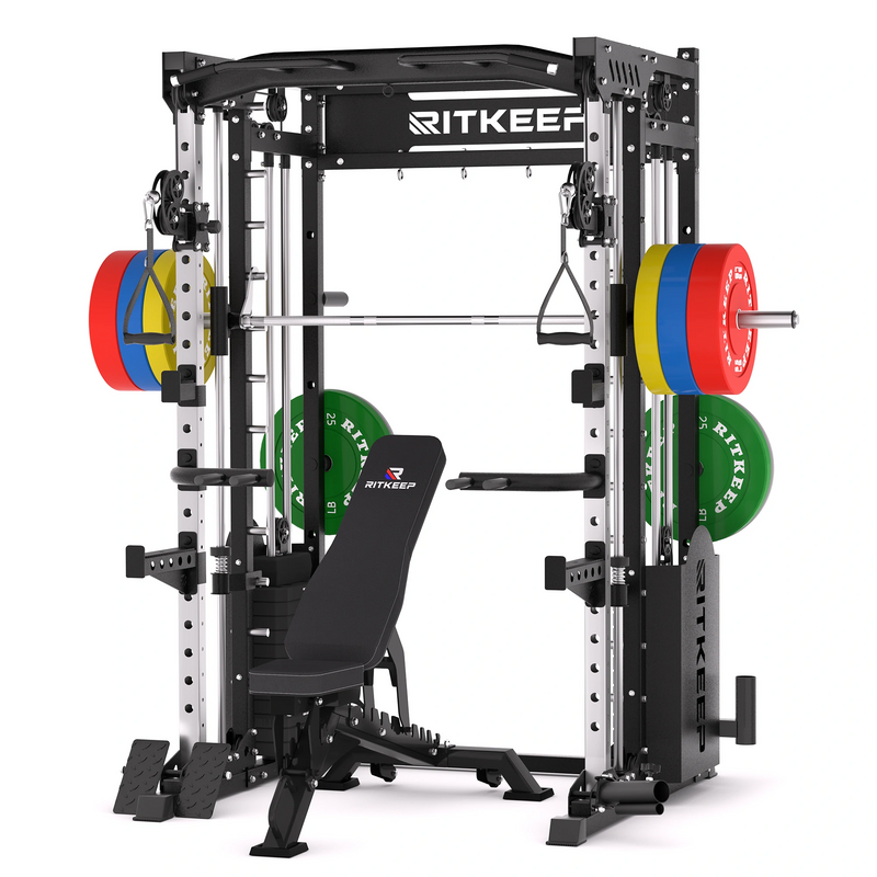 PMAX 5600 Smith Exercise Machine Trainer Pro Complete Home Gym Package