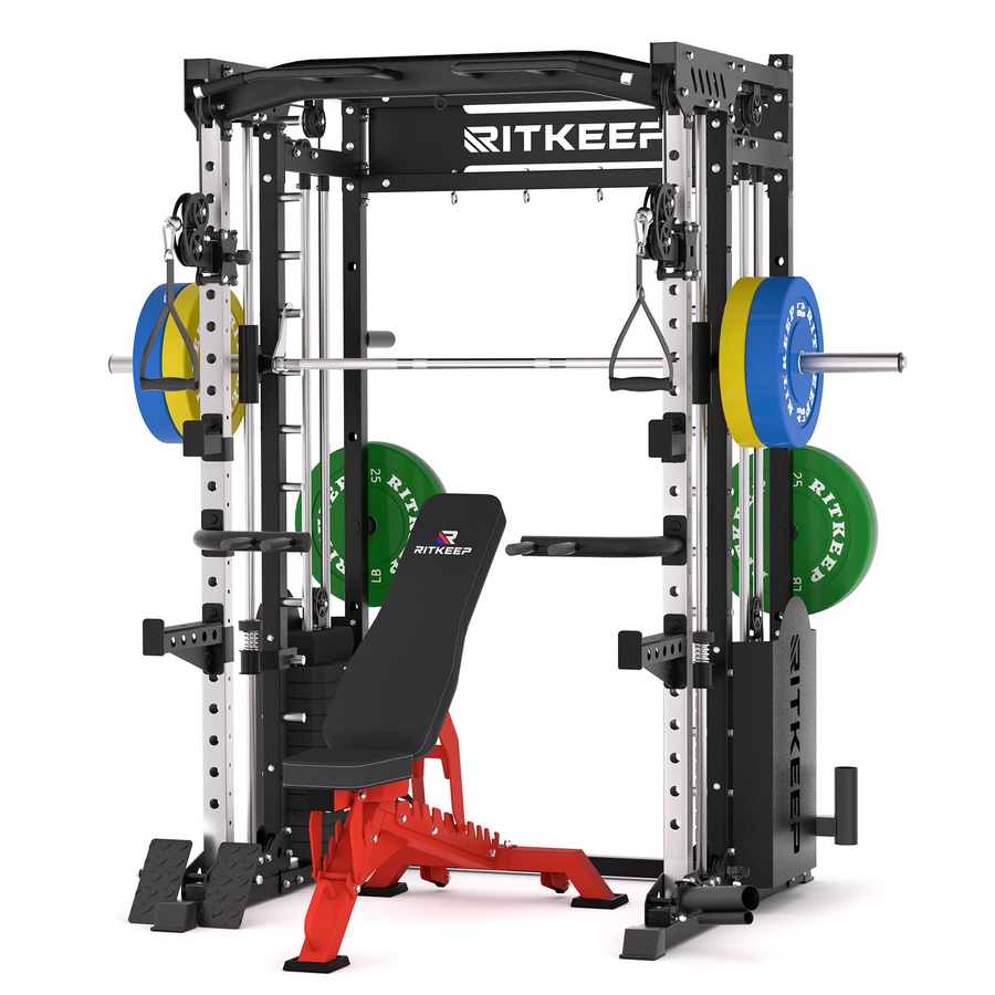 PMAX 5600 Smith Exercise Machine Trainer Pro Complete Home Gym Package
