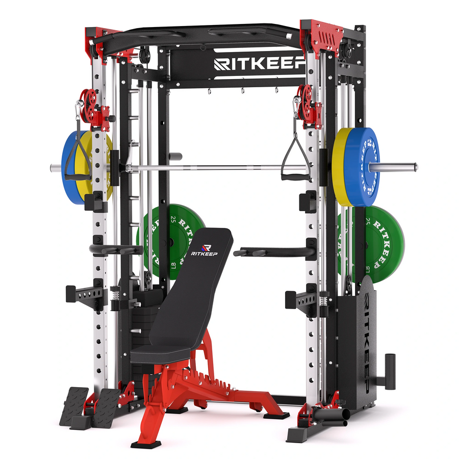 PMAX 5600 Smith Exercise Machine Trainer Pro Complete Home Gym Package