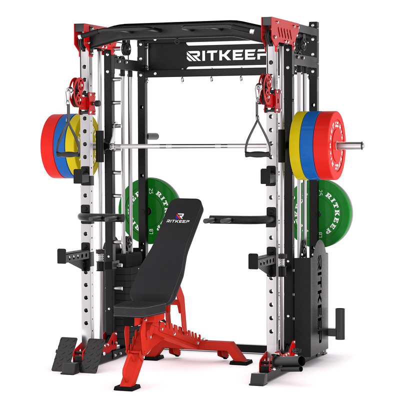 PMAX 5600 Smith Exercise Machine Trainer Pro Complete Home Gym Package