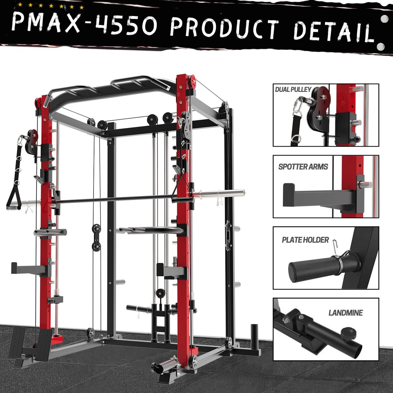 PMAX-4550 Multi Functional Home Gym Smith Machine | RitKeep