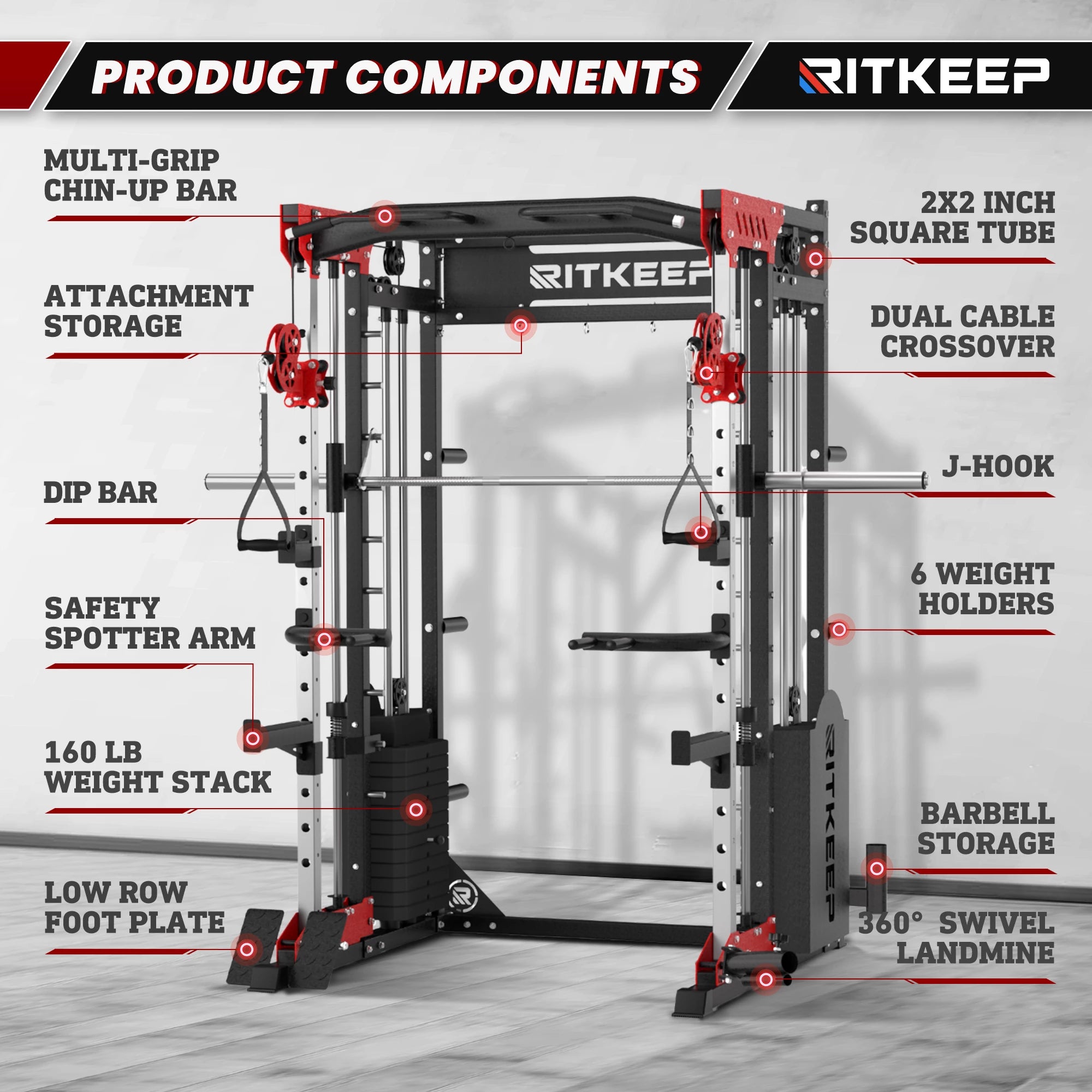 PMAX 5600 Best All-in-One Smith Machine for Home Gym | RitKeep PMAX 5600 Best All-in-One Smith Machine for Home Gym | RitKeep