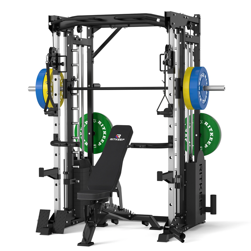 PMAX 5600 Smith Exercise Machine Trainer Pro Complete Home Gym Package
