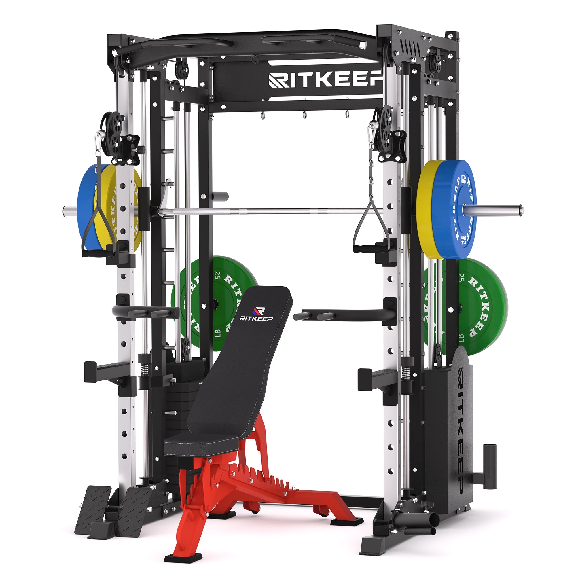 PMAX 5600 Smith Exercise Machine Trainer Pro Complete Home Gym Package