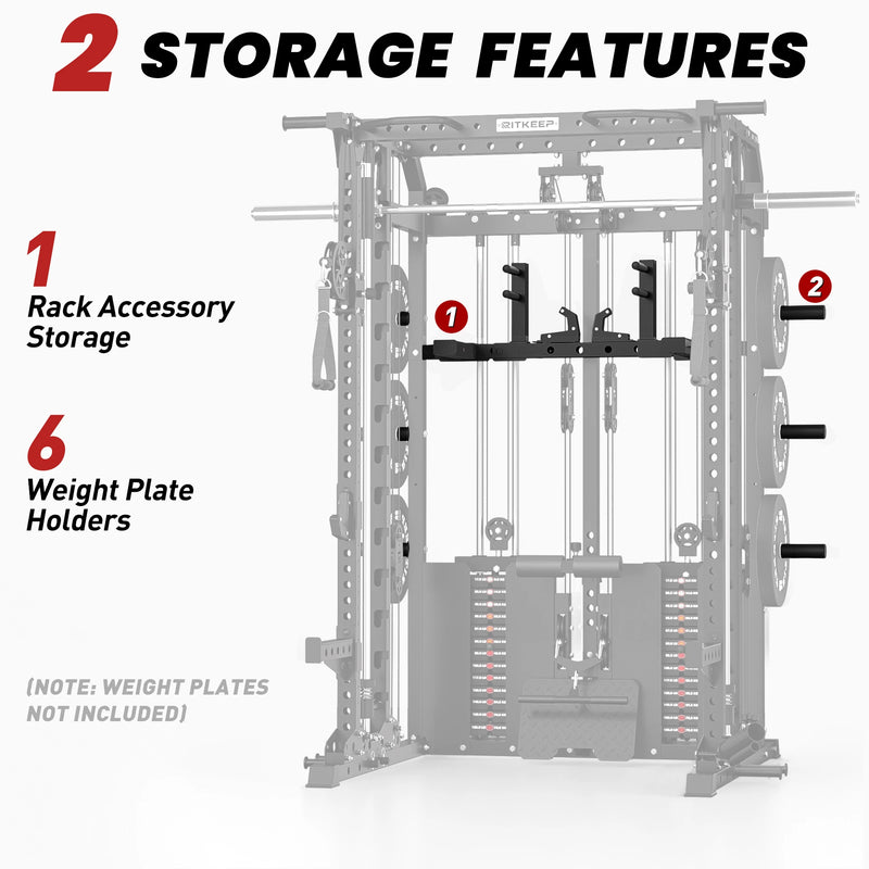 RitKeep ANVIL S1 Smith machine with built-in storage system and six weight plate holders.