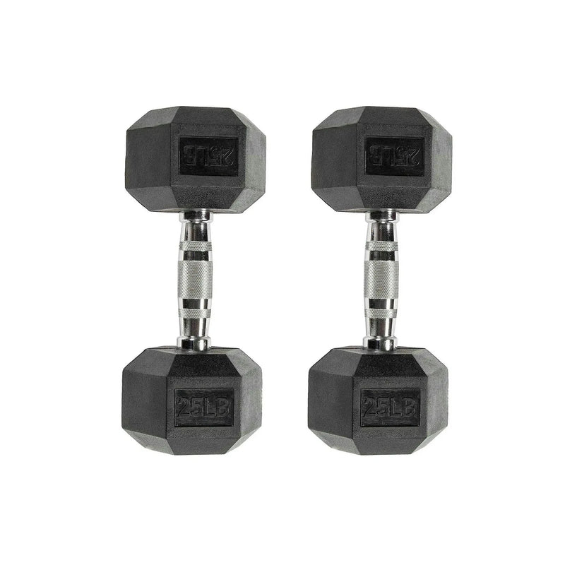 25LB Six-sided Rubber Coated Hex Dumbbell