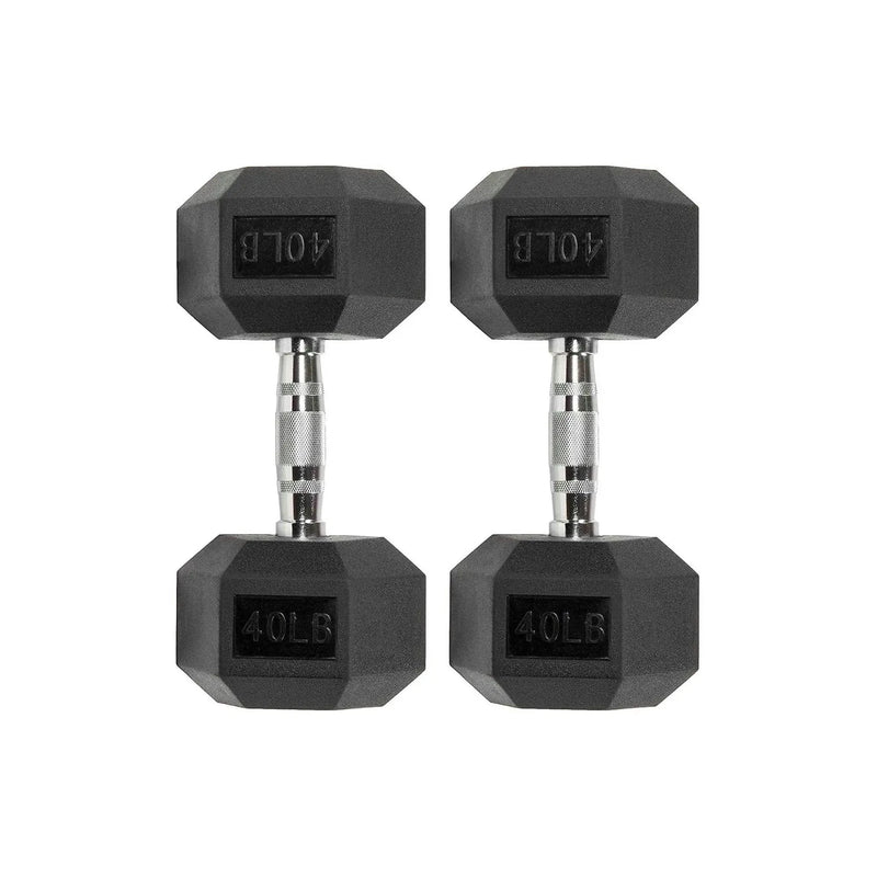 40LB Six-sided Rubber Coated Hex Dumbbell