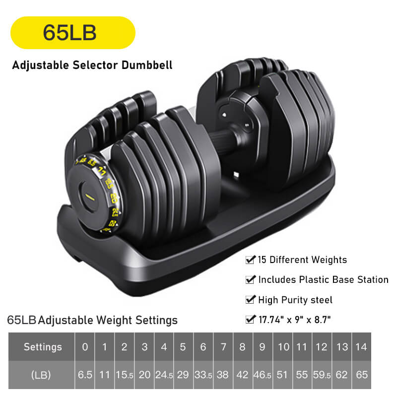 RitKeep All In One 65lb  Adjustable Weight Dumbbells
