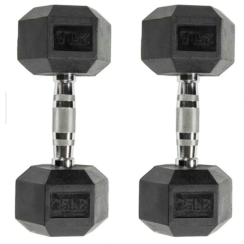 25 lb Rubber Hex Dumbbell Sets