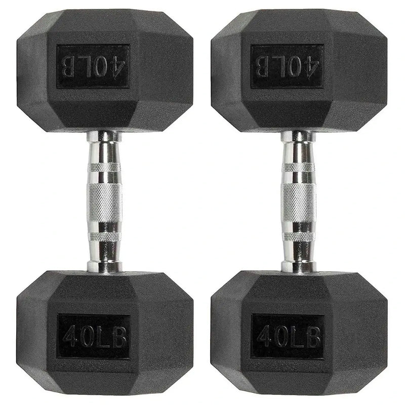 40 lb Hex Rubber Dumbbell Set