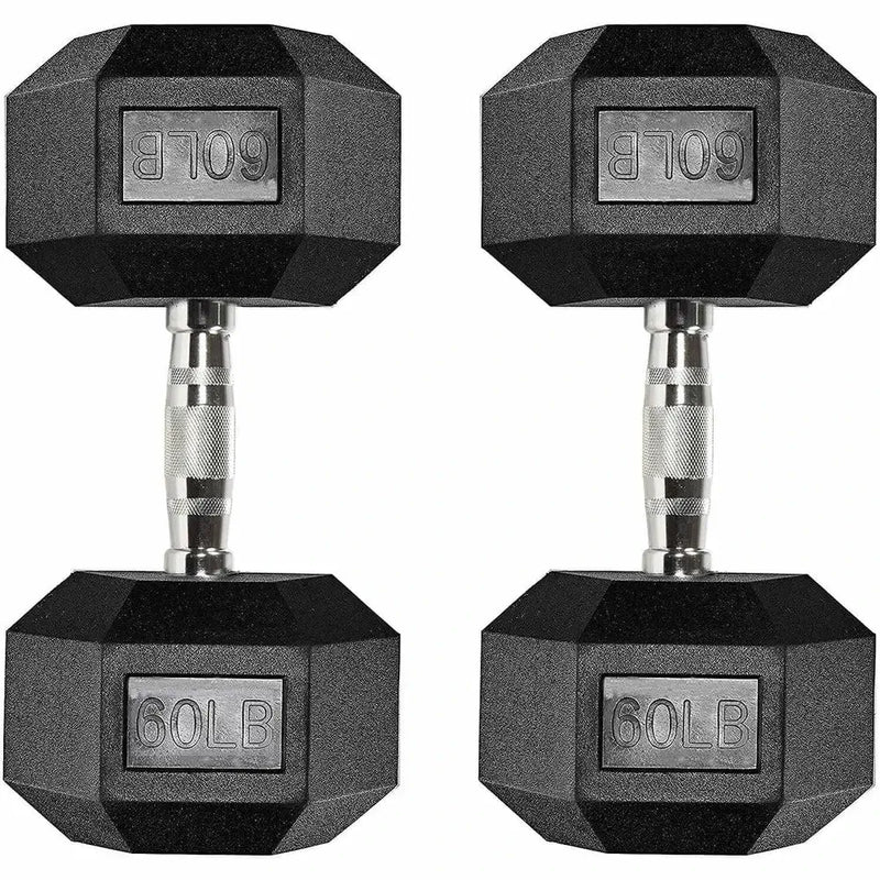 RitKeep 60lb Six-sided Rubber Coated Hex Dumbbell Sets