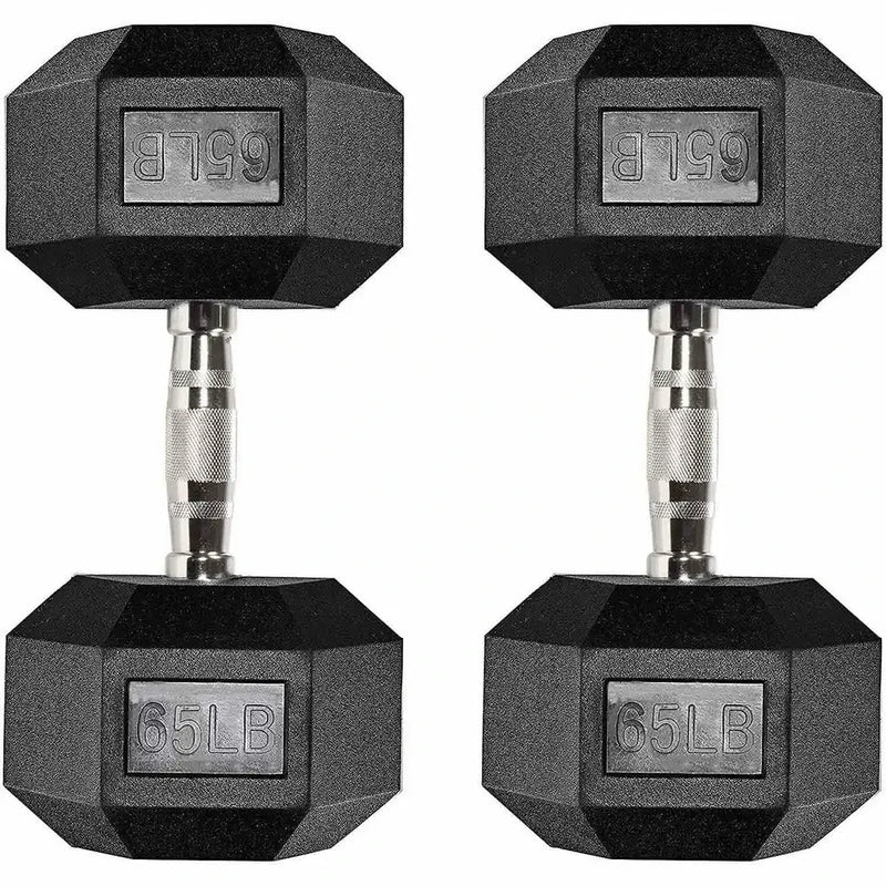 RitKeep 65lb Six-sided Rubber Coated Hex Dumbbell Sets