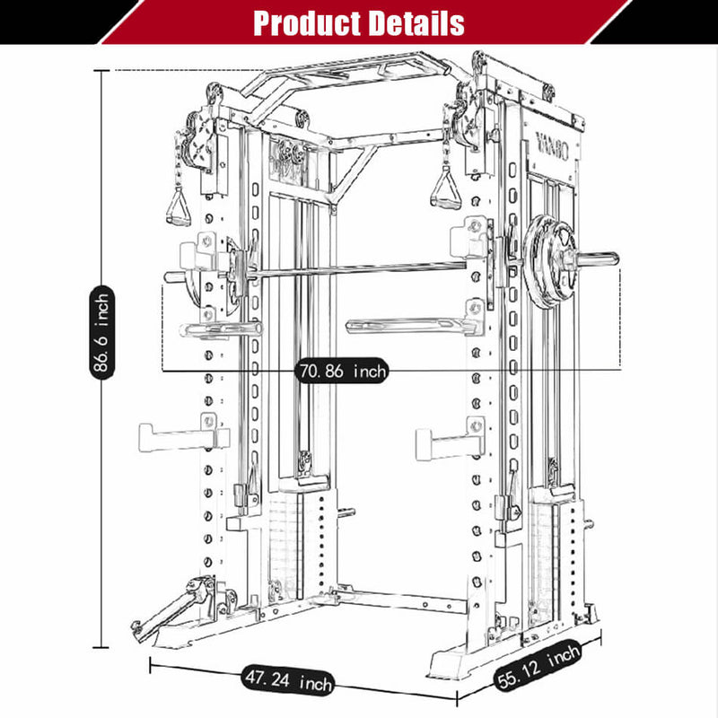 RitKeep PMAX-5500 All In One Functional Smith Machine Trainer Pro Dimension